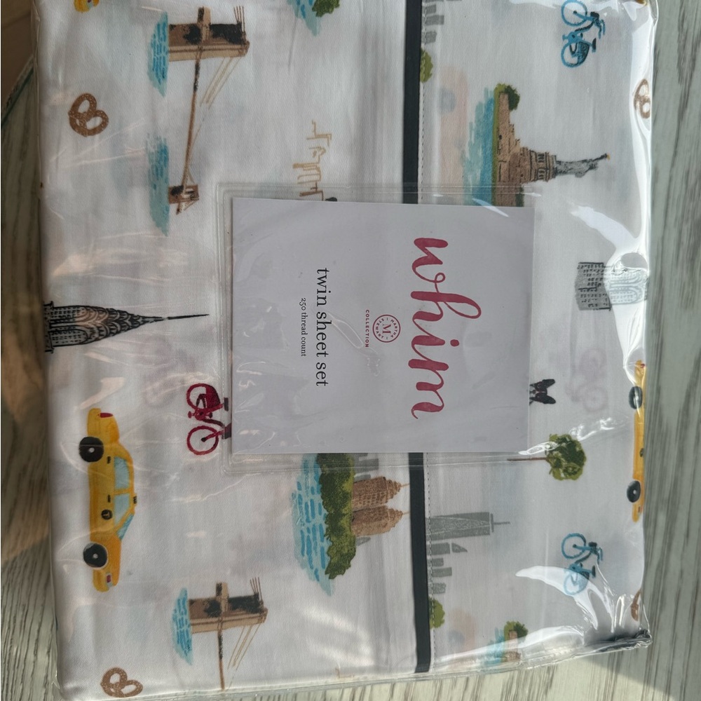 Whim Twin Sheet Set with City Print